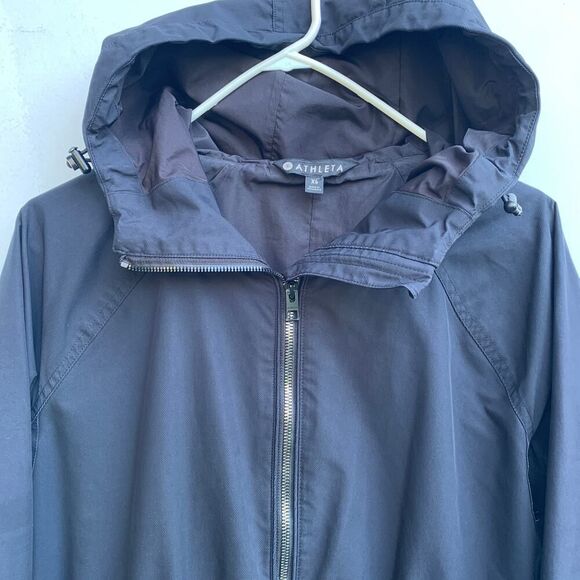 Athleta Cloudburst Jacket Size XS Black Hooded Long Raincoat Water-Resistant - Picture 3 of 15